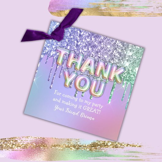 Rainbow Glitzer Tropfens Girl Birthday Party Gefal Geschenkanhänger