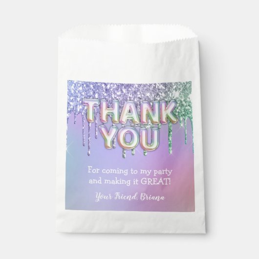 Rainbow Glitzer Tropfens Girl Birthday Party Geschenktütchen (Vorderseite)