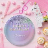 Rainbow Glitzer Tropfens Girl Birthday Party Pappteller (Party)