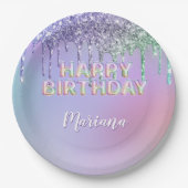 Rainbow Glitzer Tropfens Girl Birthday Party Pappteller (Vorderseite)