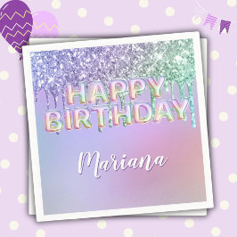 Rainbow Glitzer Tropfens Girl Birthday Party Serviette