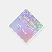 Rainbow Glitzer Tropfens Girl Birthday Party Serviette (Ecke)