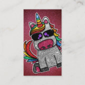 Rainbow Glitzer Unicorn Beruflich Social Media Visitenkarte (Vorderseite)