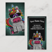 Rainbow Glitzer Unicorn Beruflich Social Media Visitenkarte (Vorne/Hinten)