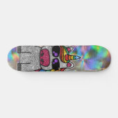 Rainbow Glitzer Unicorn Funkelnd Chrome Holographi Skateboard (Horizontal)
