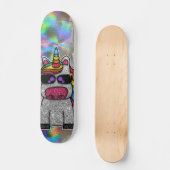 Rainbow Glitzer Unicorn Funkelnd Chrome Holographi Skateboard (Vorderseite)