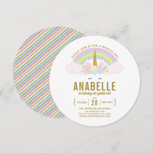 Rainbow Glitzer Unicorn Geburtstagsparty Einladung