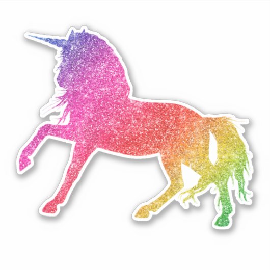 Rainbow Glitzer Unicorn Hübsches Pferd Sparkle Aufkleber (Vorderseite)