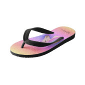 Rainbow Glitzer Unicorn Personalisiert Kinderbadesandalen (Schrägansicht)