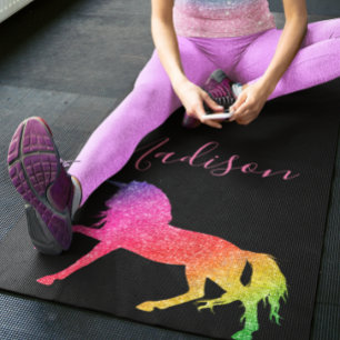 Rainbow Glitzer Unicorn Yoga Mat Personalisiert Yogamatte