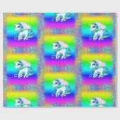 Rainbow Glitzer Unicorns Geschenkpapier (Flach)