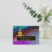 *~* Rainbow Glitzer Universe Buddha Meditation Visitenkarte (Stehend Vorderseite)
