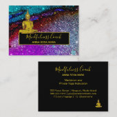 *~* Rainbow Glitzer Universe Buddha Meditation Visitenkarte (Vorne/Hinten)