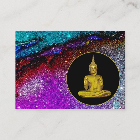 *~* Rainbow Glitzer Universe Meditation Buddha  Visitenkarte (Vorderseite)