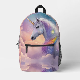 Rainbow Glitzer White Unicorn Magische Glitzern Bedruckter Rucksack