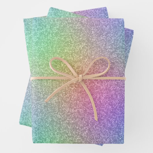 Rainbow-Glitzer-Wrapping-Papier Geschenkpapier Set (Beispiel)