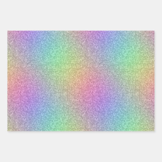 Rainbow-Glitzer-Wrapping-Papier Geschenkpapier Set (Vorderseite)