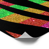 Rainbow-Glitzer-Zebrastreifen mit Monogramm Poster (Ecke)