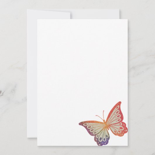 Rainbow Glitzern Butterfly Geburtstag Einladung (Rückseite)