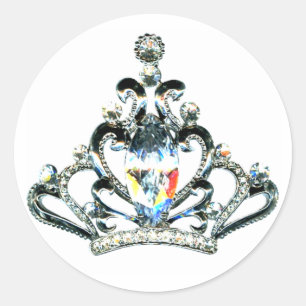 Rainbow-Glitzern eines Tiara Runder Aufkleber