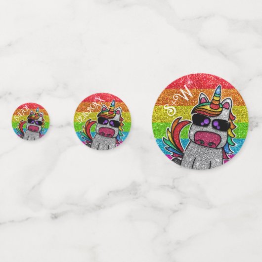 Rainbow-Glitzern Einhorn Farbiger Glitzer Foto Konfetti (Vorderseiten)