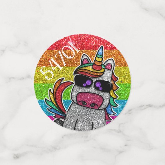 Rainbow-Glitzern Einhorn Farbiger Glitzer Foto Konfetti (Klein Vorderseite)