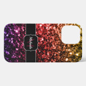 Rainbow Glitzern Glitzern Monogram iPhone Hülle (Rückseite (Horizontal))