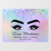 Rainbow Glitzern Lash Brow Beauty Business Fensteraufkleber (Blatt)