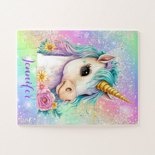 Rainbow Glitzern Magical Unicorn Puzzle (Horizontal)