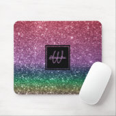 Rainbow Glitzern Monogram Pink Glamour Mousepad (Mit Mouse)