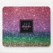 Rainbow Glitzern Monogram Pink Glamour Mousepad (Vorne)