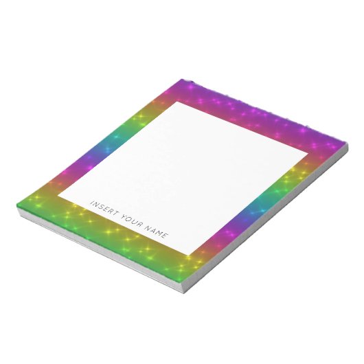 Rainbow-Glitzern Personalisiert Notepad 5,5" x 6" Notizblock (Rotiert)