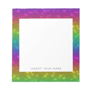 Rainbow-Glitzern Personalisiert Notepad 5,5" x 6" Notizblock