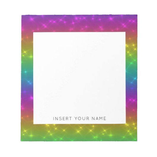 Rainbow-Glitzern Personalisiert Notepad 5,5" x 6" Notizblock (Vorderseite)