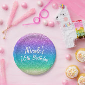 Rainbow Glitzern Sparkle Glam Birthday Party Custo Pappteller (Party)
