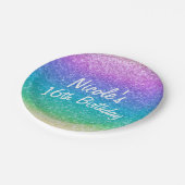 Rainbow Glitzern Sparkle Glam Birthday Party Custo Pappteller (Schrägansicht)