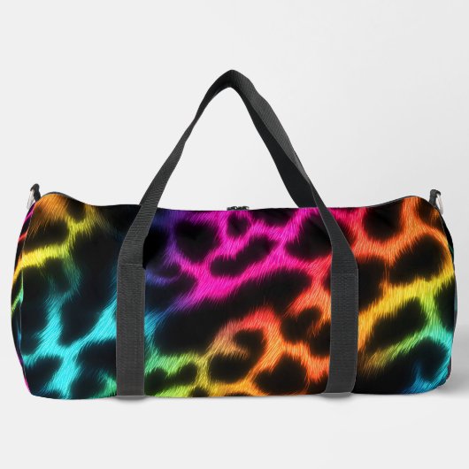 Rainbow Glow Leopard Print Duffle Bag (Vorderseite)