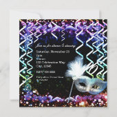 Rainbow Glow Masquerade Mask Birthday Party Einladung (Rückseite)