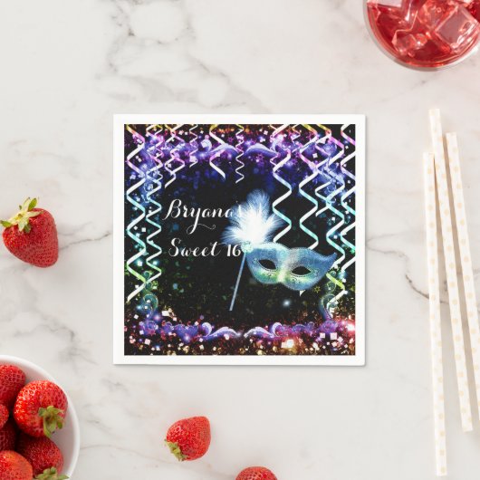 Rainbow Glow Masquerade Mask Birthday Party Serviette (Beispiel)