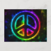 Rainbow Glow Peace Sign Postcard Postkarte (Vorderseite)