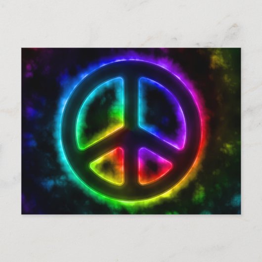 Rainbow Glow Peace Sign Postcard Postkarte (Vorderseite)