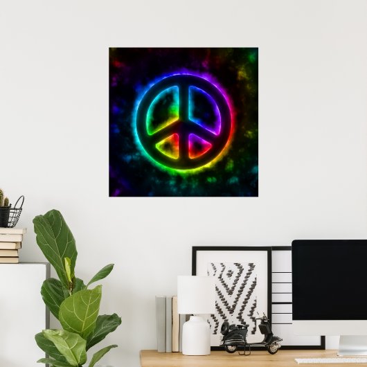 Rainbow Glow Peace Sign Poster (Heimbüro)