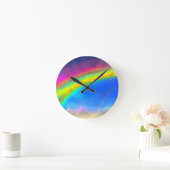 Rainbow Glow Sky Runde Wanduhr (Zuhause)