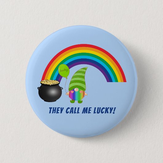 Rainbow Gnome Pot of Gold St Patricks Day Button B (Vorderseite)