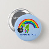 Rainbow Gnome Pot of Gold St Patricks Day Button B (Vorne & Hinten)