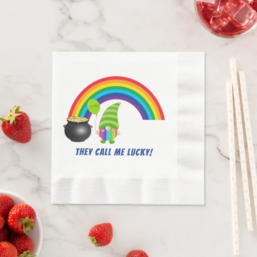 Rainbow Gnome Pot of Gold St Patricks Day Coole Serviette (Beispiel)