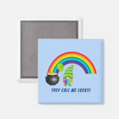 Rainbow Gnome Pot of Gold St Patricks Day Magnet (Vorderseite/Rückseite)