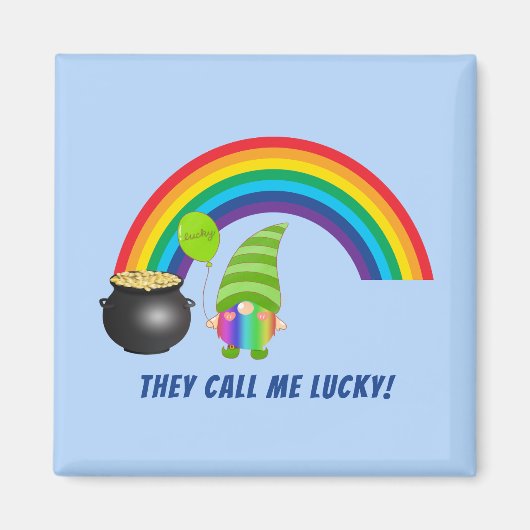 Rainbow Gnome Pot of Gold St Patricks Day Magnet (Vorne)