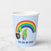 Rainbow Gnome Pot of Gold St Patricks Day Pappbecher (Rückseite)