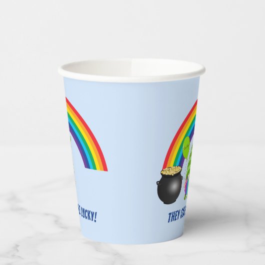 Rainbow Gnome Pot of Gold St Patricks Day Pappbecher (Links)